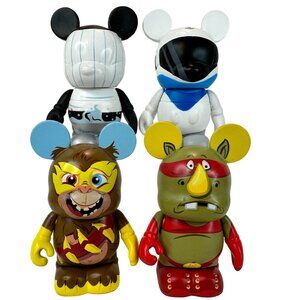 Disney Vinylmation Zooper Heroes Set Of 4 Chimp Rhinos Astronaut & Striped Mouse